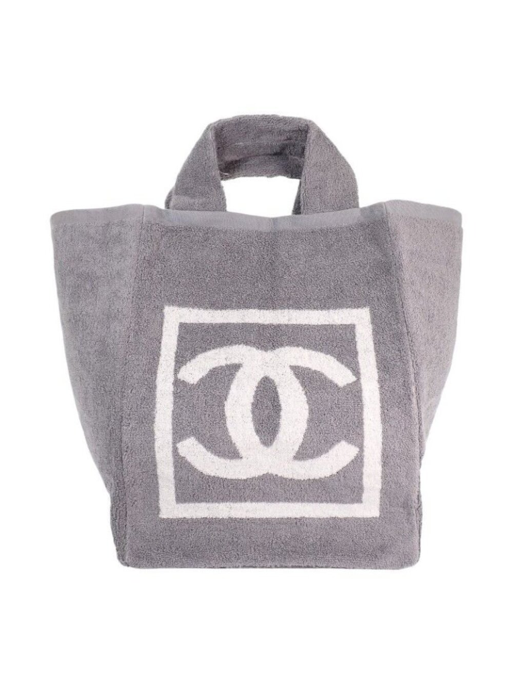 Chanel CC Beach CC Logo Sports Line Tote Summer Cotton Pile Gray